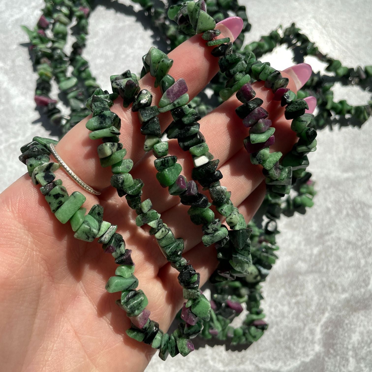 Ruby In Zoisite Chip Necklace Ruby In Zoisite Chip Necklace
